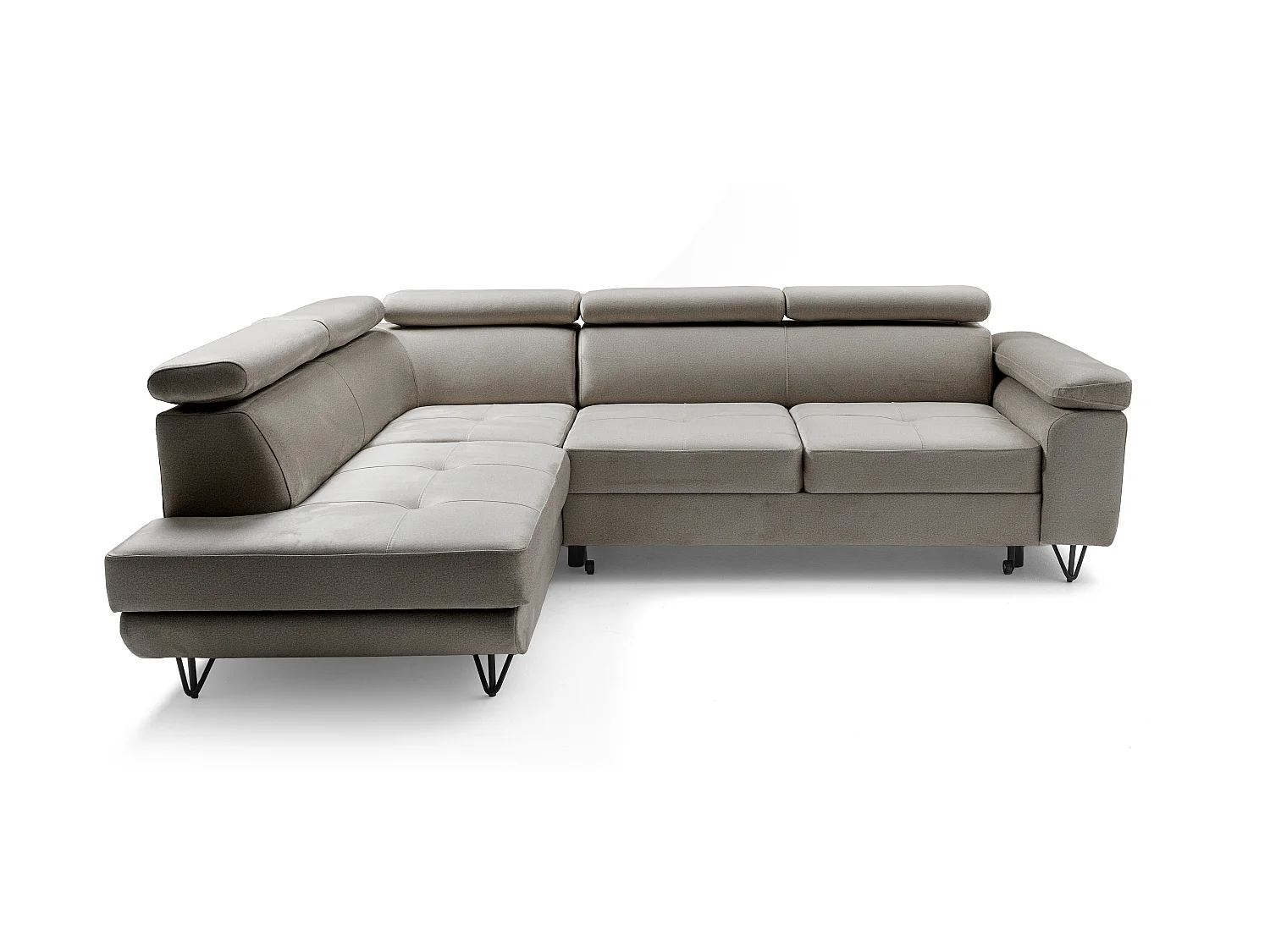 Canapé d'angle JUNIOR L Gauche avec fonction couchage 128x194 Velours Beige