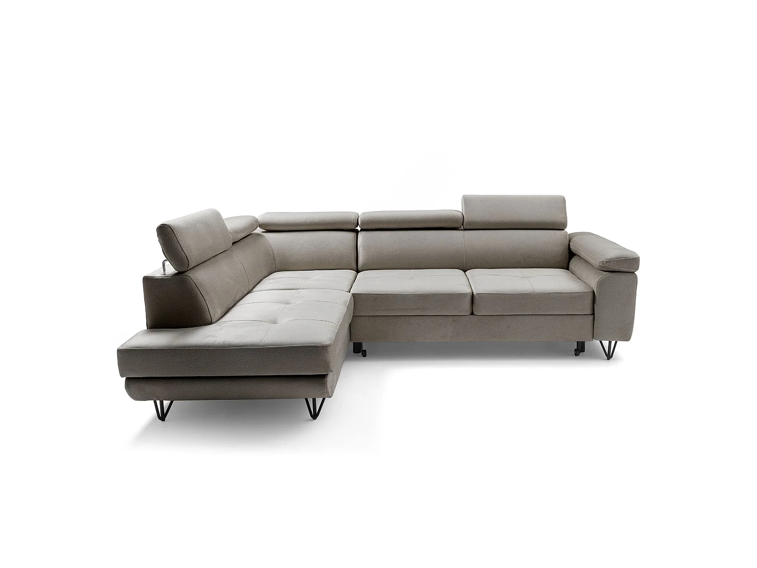 Hoekbank JUNIOR L links met slaapfunctie 128x194 velours beige