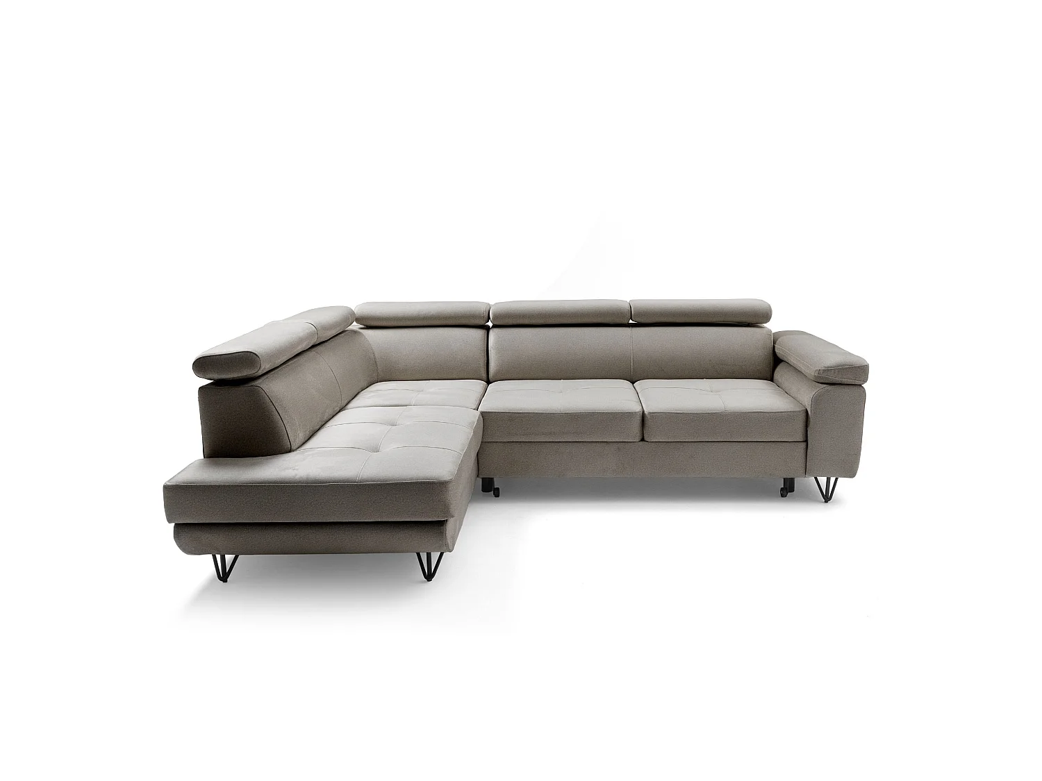 Hoekbank JUNIOR L links met slaapfunctie 128x194 velours beige