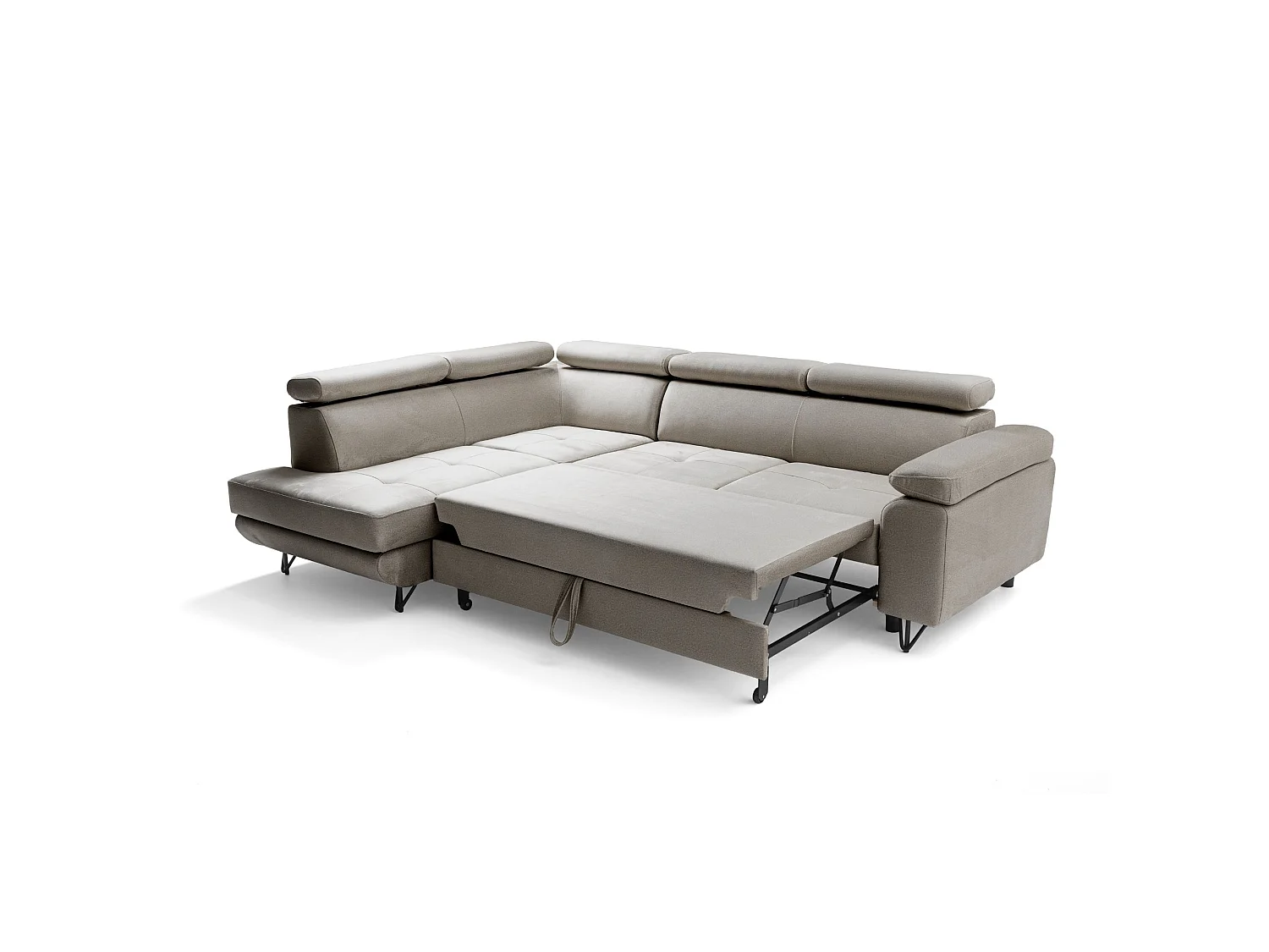 Hoekbank JUNIOR L links met slaapfunctie 128x194 velours beige
