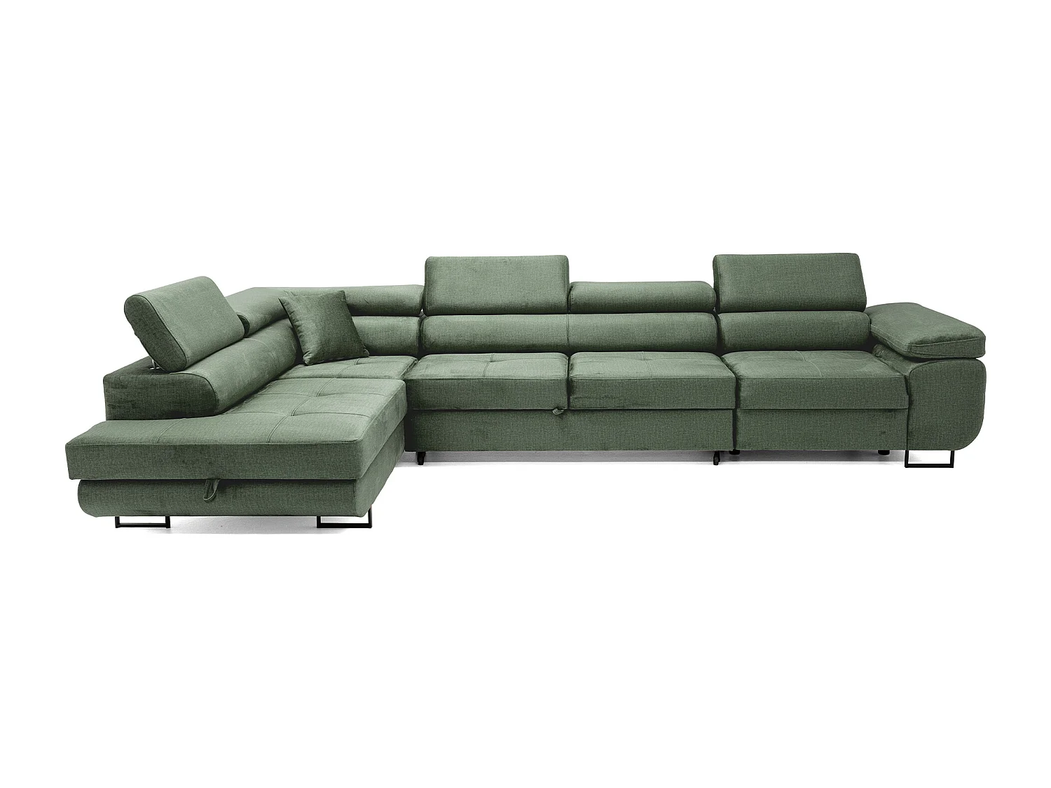 Hoekbank WILD MAXI L links met slaapfunctie 125x195 velours groen