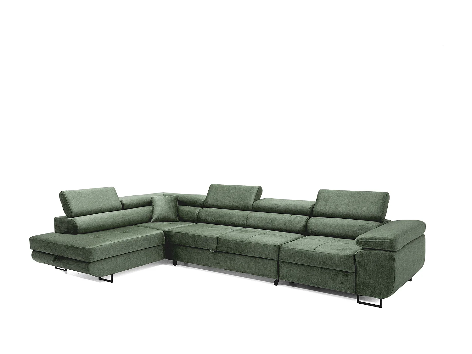Hoekbank WILD MAXI L links met slaapfunctie 125x195 velours groen