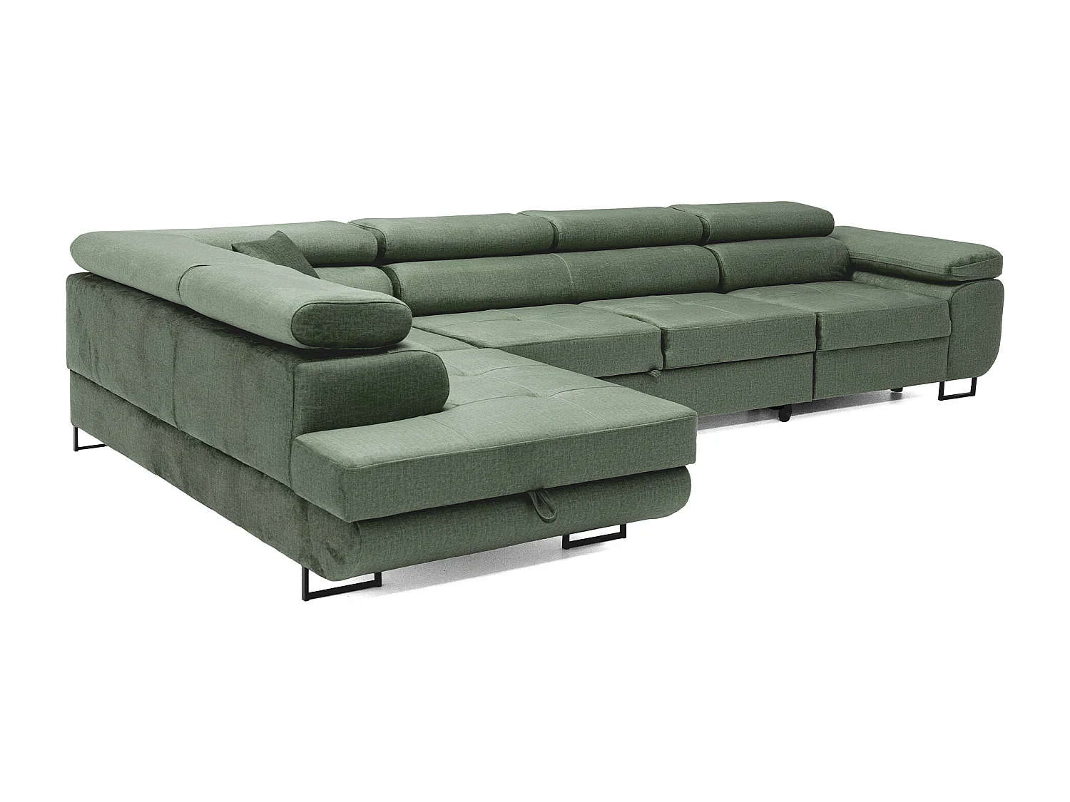 Hoekbank WILD MAXI L links met slaapfunctie 125x195 velours groen