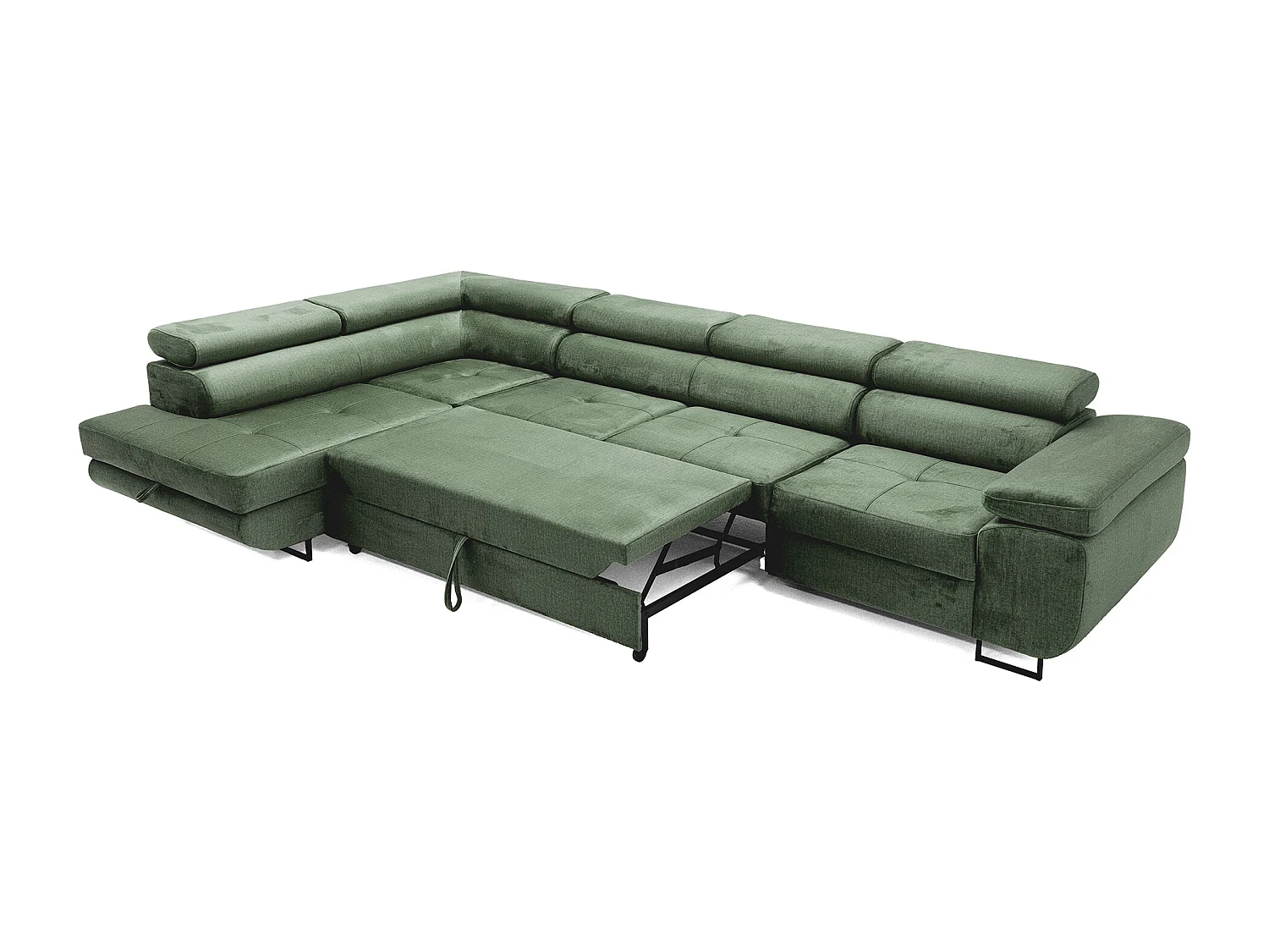 Hoekbank WILD MAXI L links met slaapfunctie 125x195 velours groen