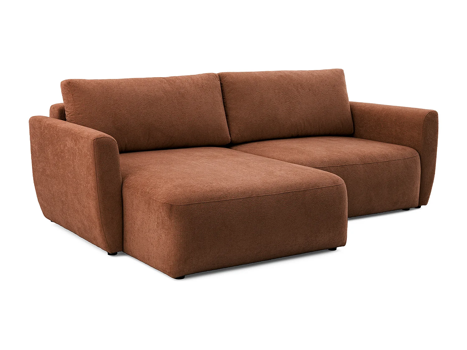 Canapé d'angle BELLA L Gauche avec fonction couchage 140x205 Velours Marron
