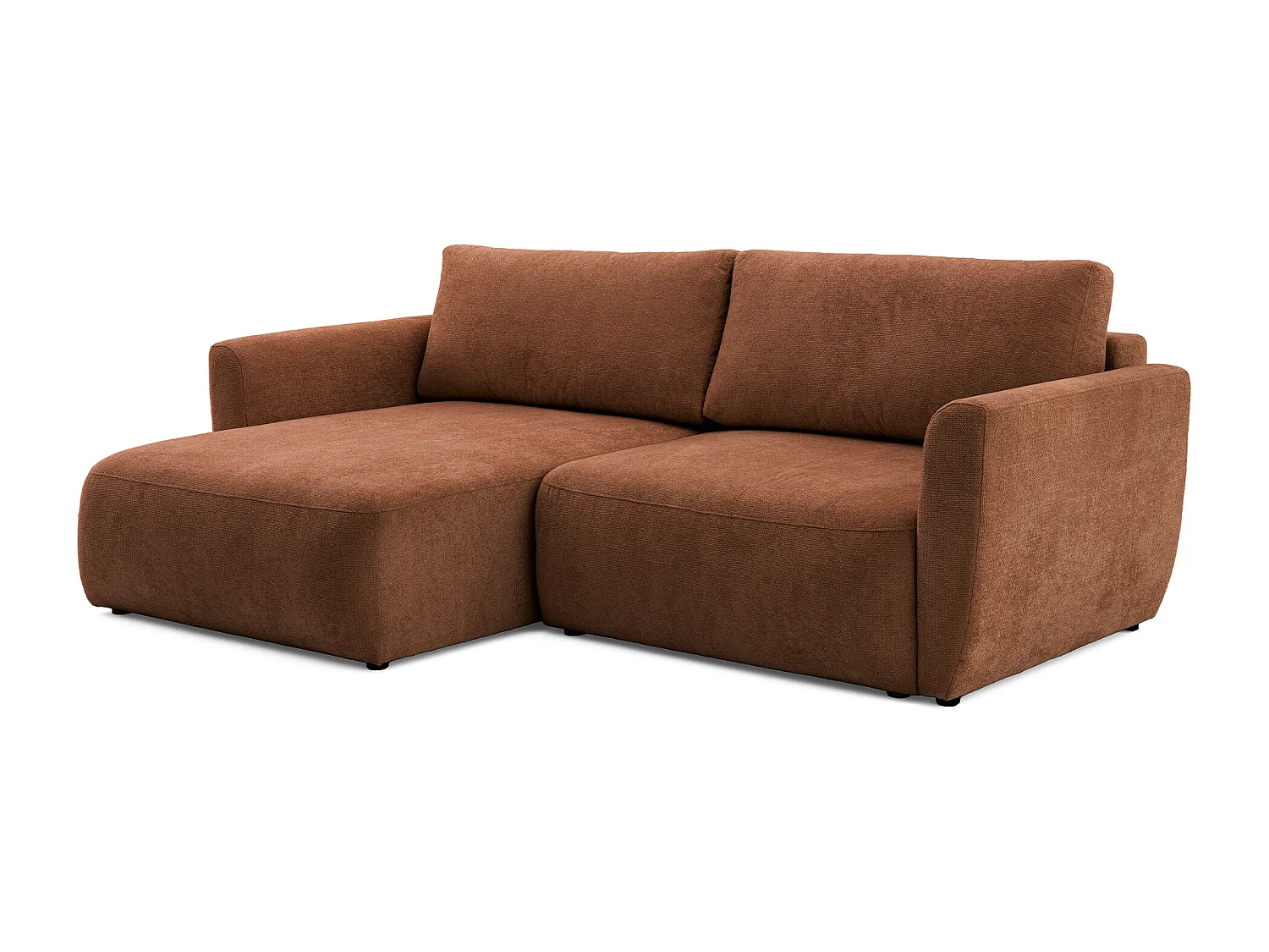 Canapé d'angle BELLA L Gauche avec fonction couchage 140x205 Velours Marron