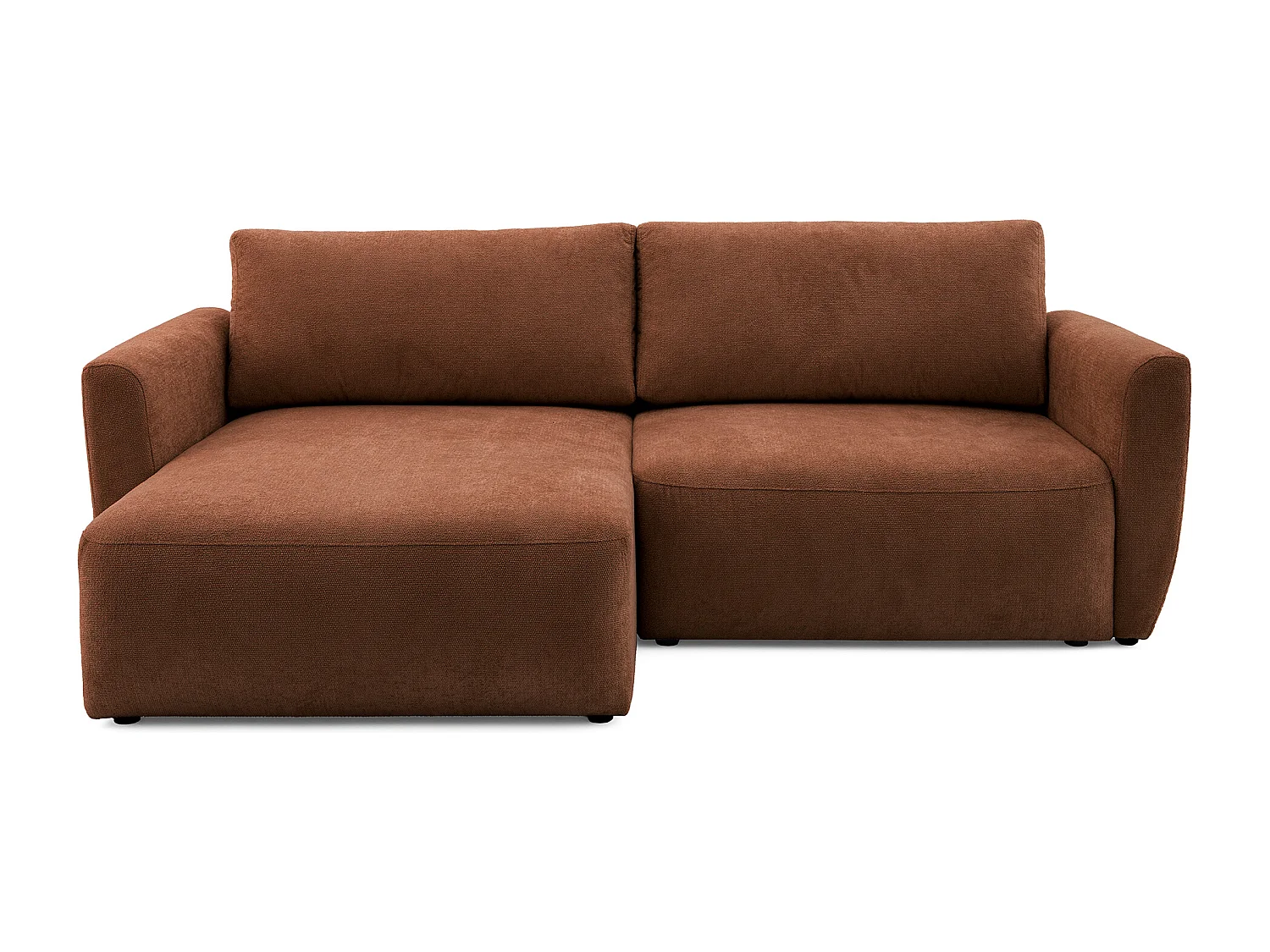 Canapé d'angle BELLA L Gauche avec fonction couchage 140x205 Velours Marron
