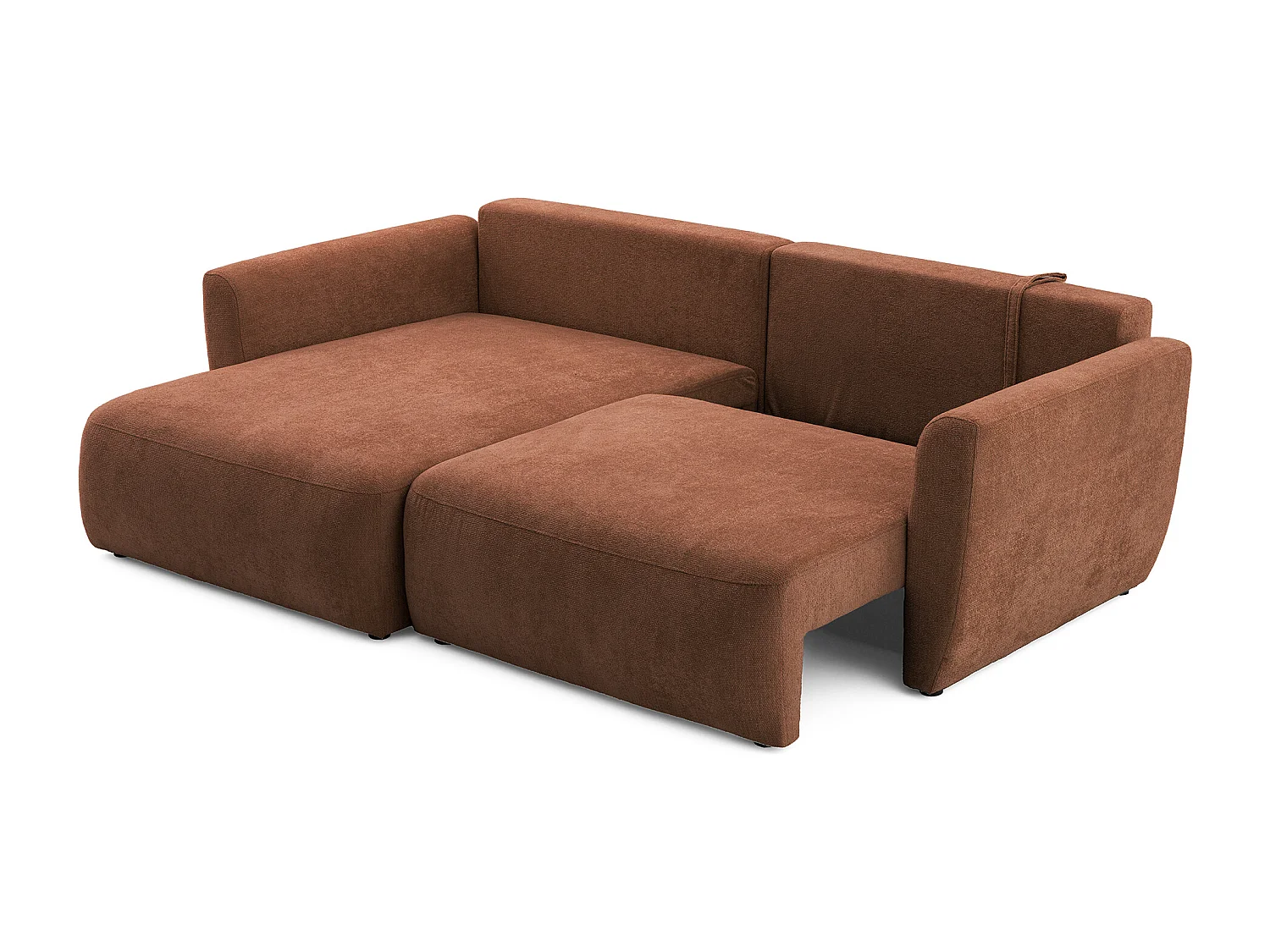 Canapé d'angle BELLA L Gauche avec fonction couchage 140x205 Velours Marron