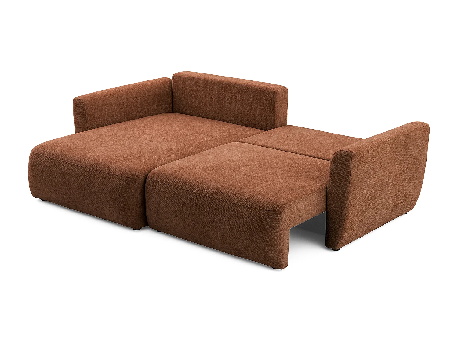 Canapé d'angle BELLA L Gauche avec fonction couchage 140x205 Velours Marron
