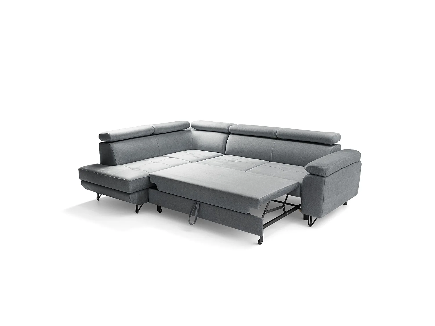 Hoekbank JUNIOR L links met slaapfunctie 128x194 velours grijs