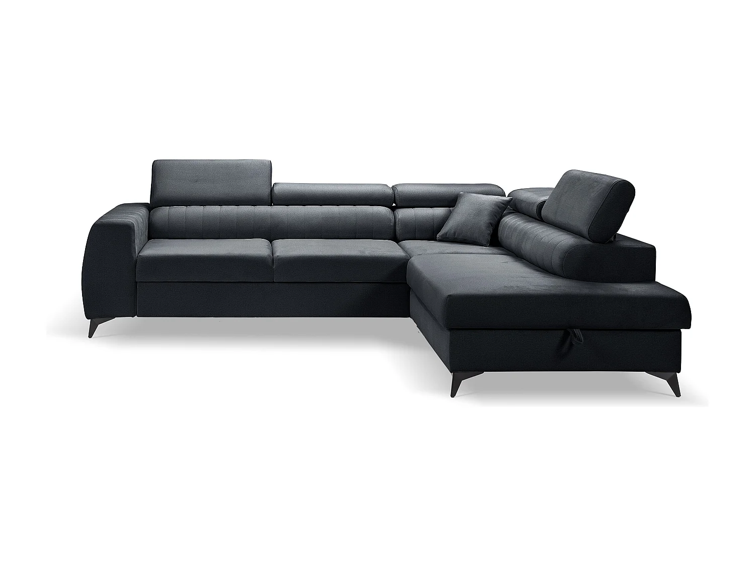Canapé d'angle PIERO L Gauche avec fonction couchage 125x195 Velours Gris Foncé
