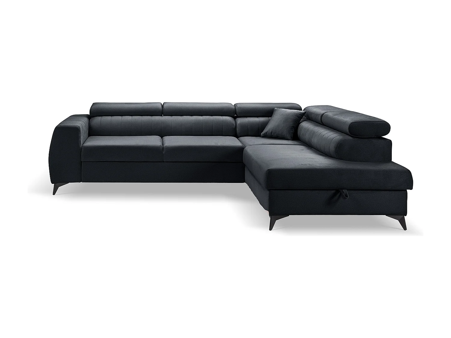 Canapé d'angle PIERO L Gauche avec fonction couchage 125x195 Velours Gris Foncé
