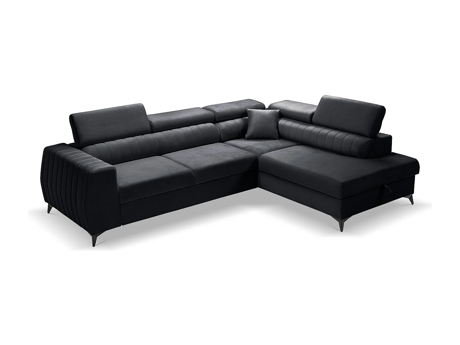 Canapé d'angle PIERO L Gauche avec fonction couchage 125x195 Velours Gris Foncé