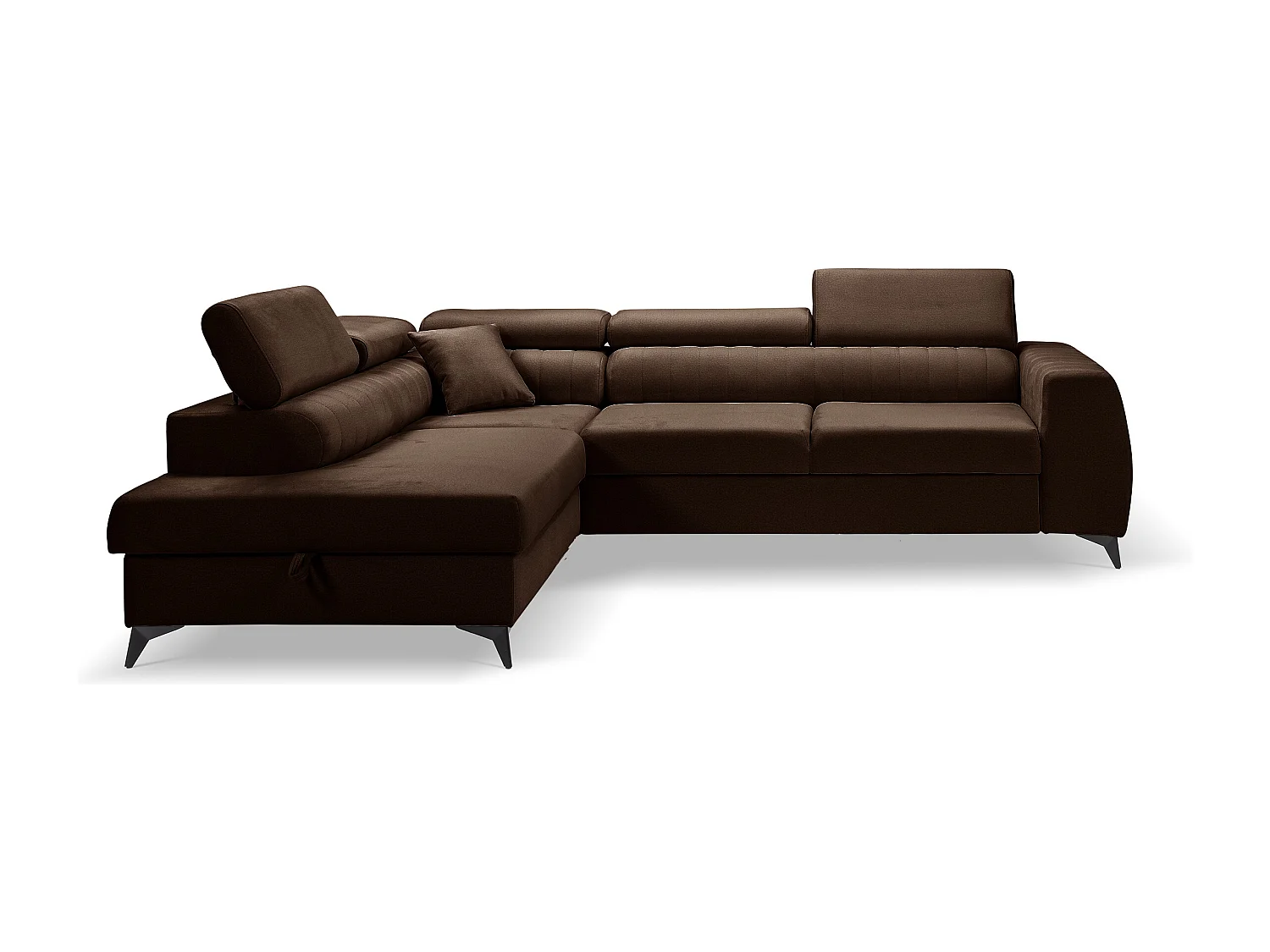 Ecksofa PIERO L links mit Schlaffunktion 125x195 Velours braun