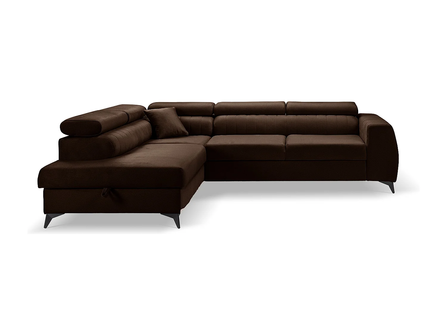 Ecksofa PIERO L links mit Schlaffunktion 125x195 Velours braun