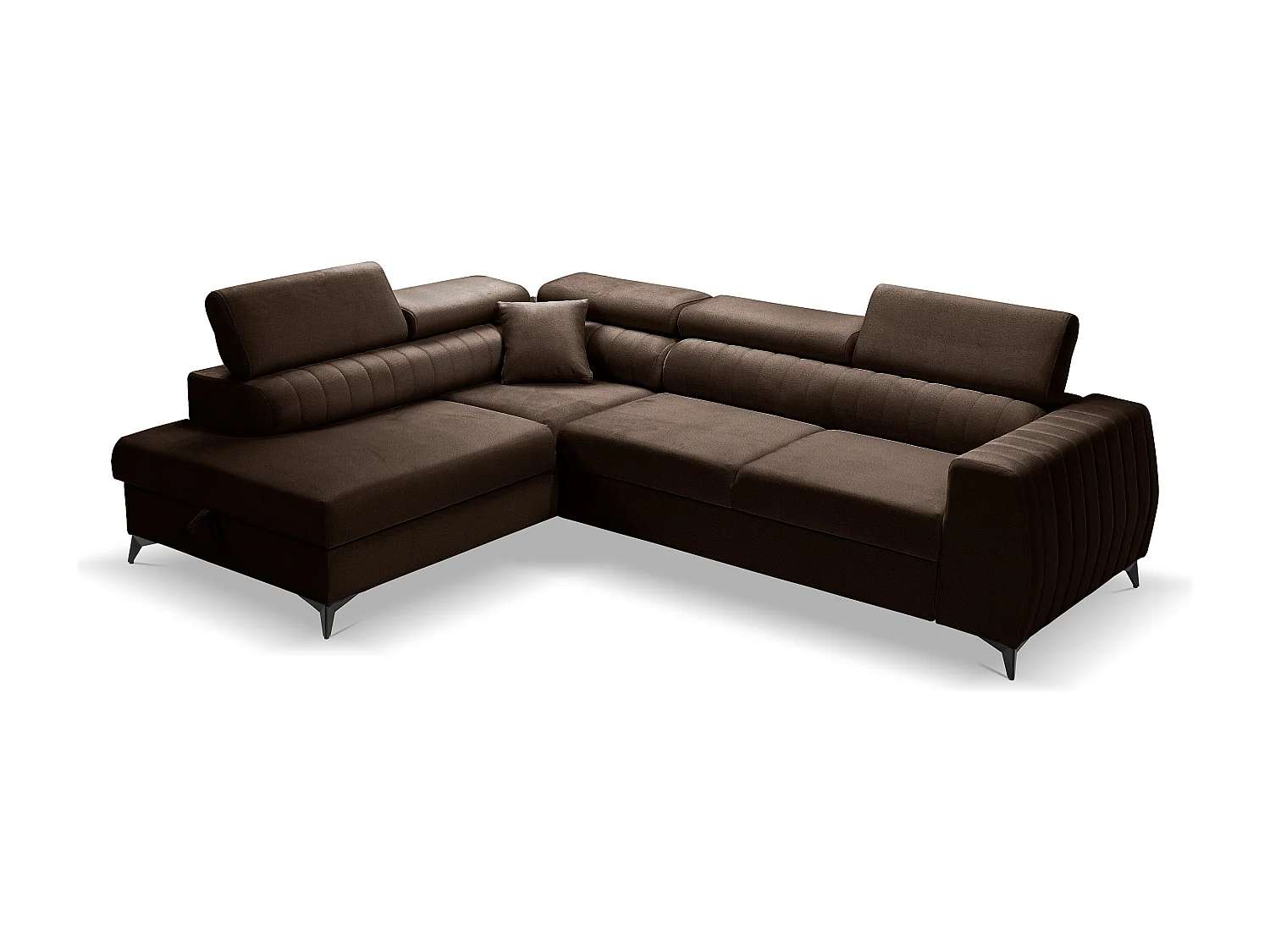 Ecksofa PIERO L links mit Schlaffunktion 125x195 Velours braun