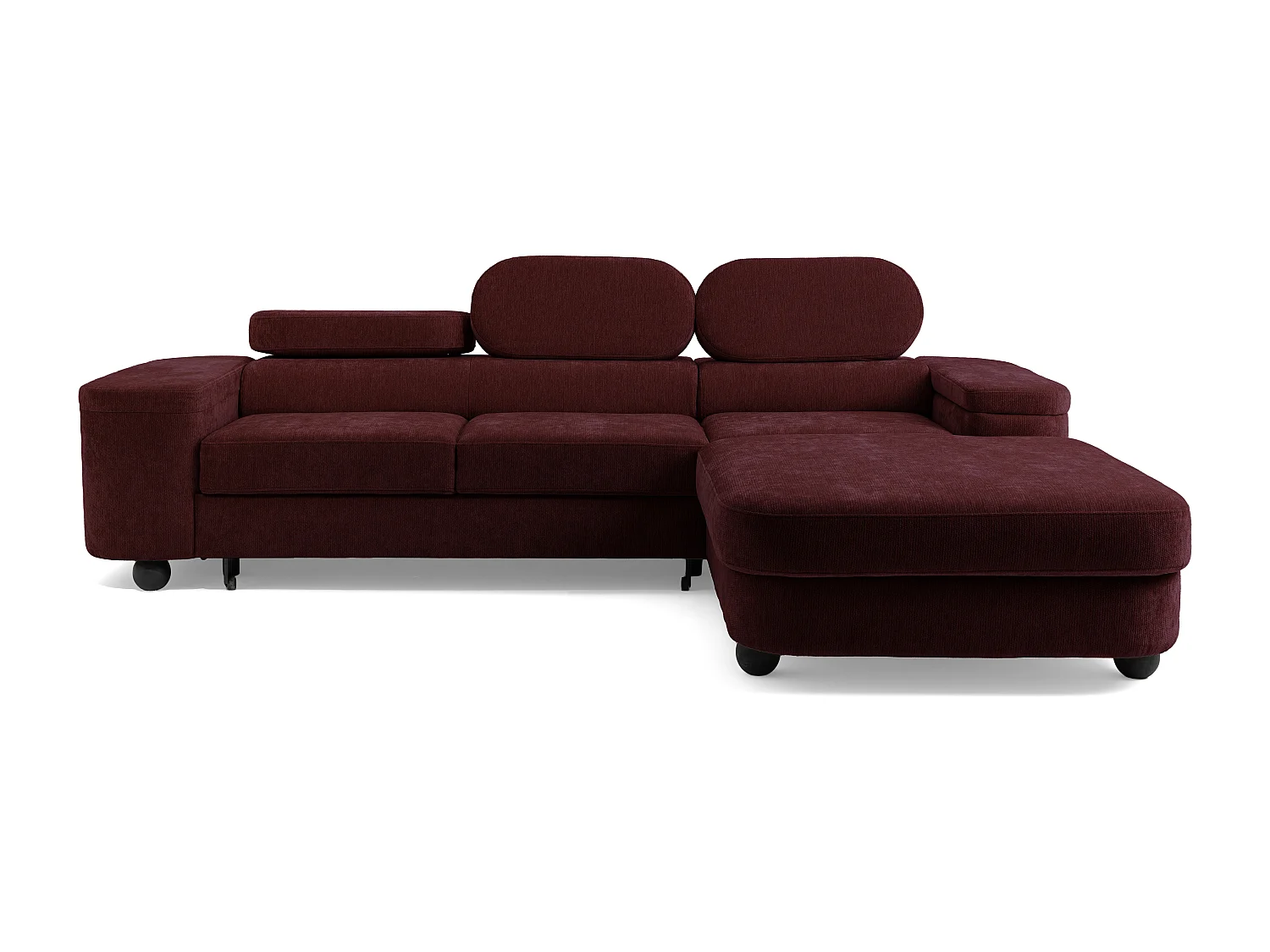 Canapé d'angle LOVE L Droit avec fonction couchage 124x210 Chenille Bordeaux