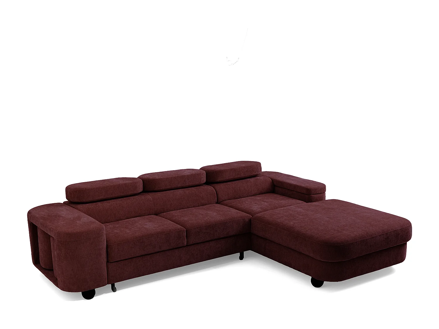 Canapé d'angle LOVE L Droit avec fonction couchage 124x210 Chenille Bordeaux
