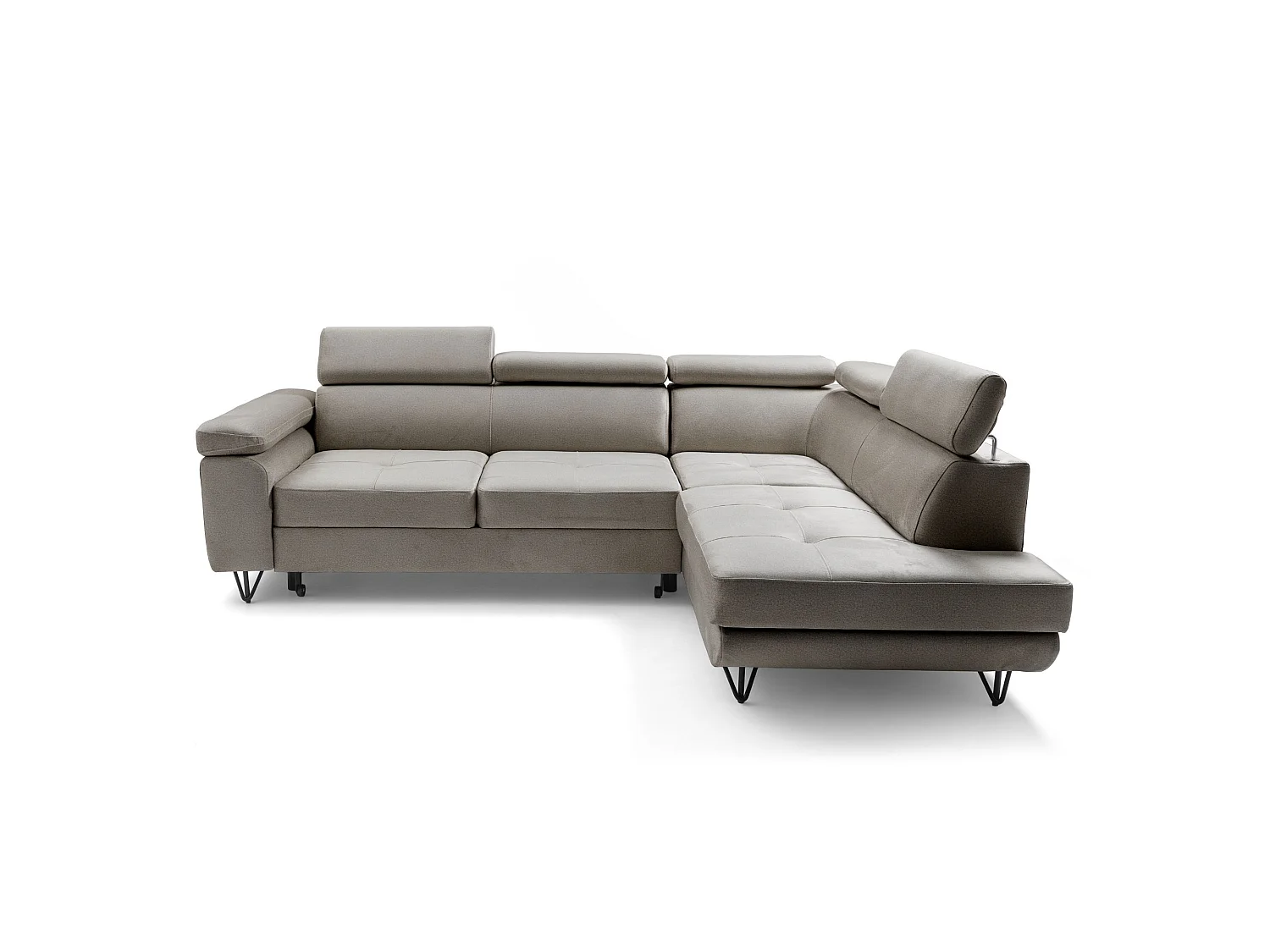 Hjørnesofa JUNIOR L højrevendt med sovefunktion 128x194 velour beige