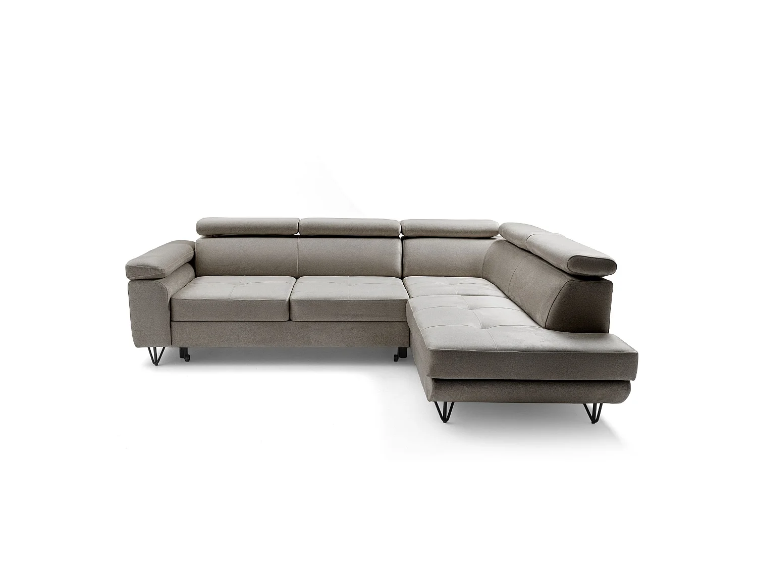 Hjørnesofa JUNIOR L højrevendt med sovefunktion 128x194 velour beige