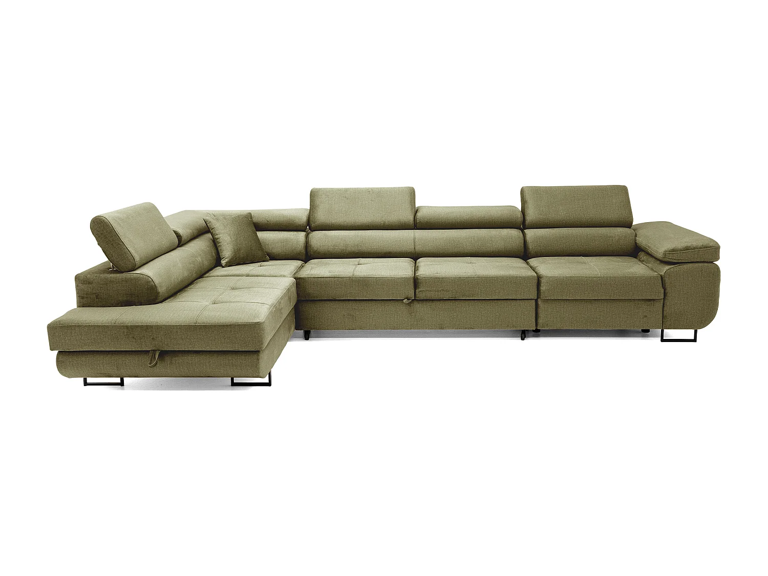 Hoekbank WILD MAXI L links met slaapfunctie 125x195 velours lichtgroen