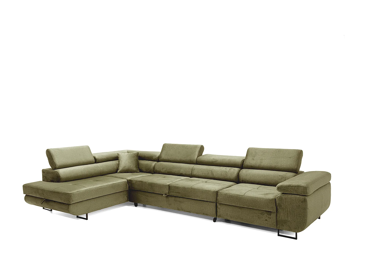 Hoekbank WILD MAXI L links met slaapfunctie 125x195 velours lichtgroen