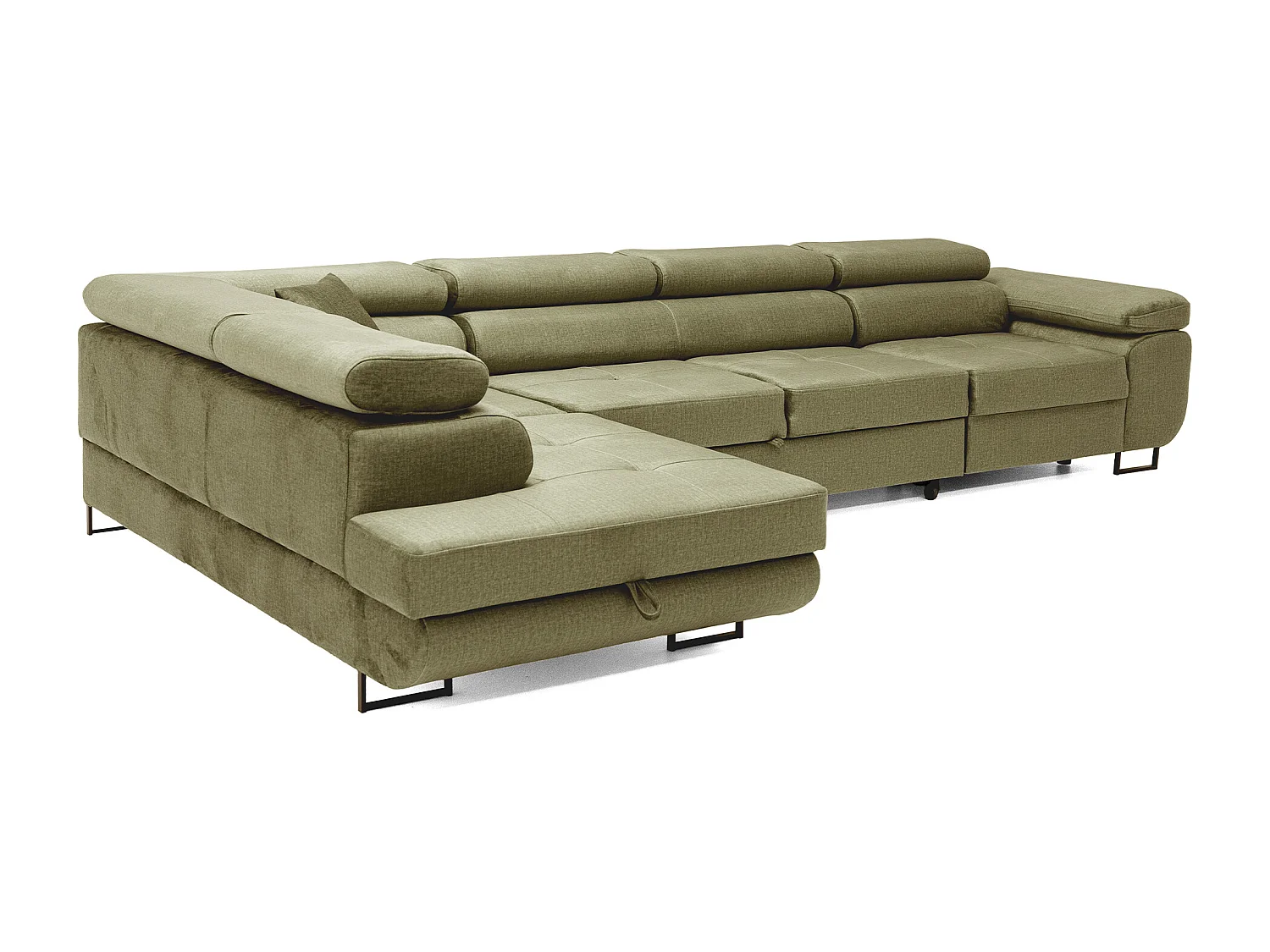 Hoekbank WILD MAXI L links met slaapfunctie 125x195 velours lichtgroen
