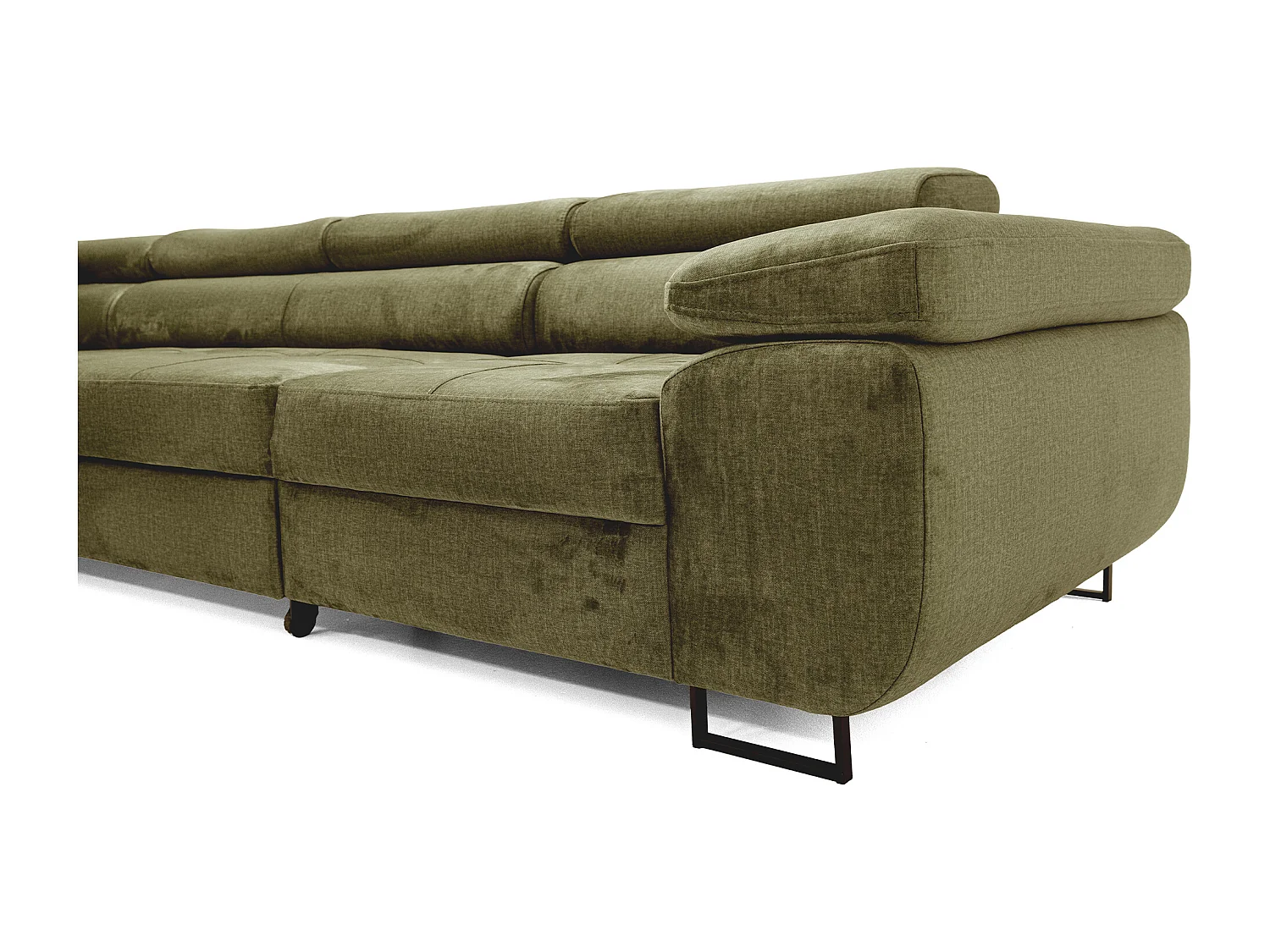 Hoekbank WILD MAXI L links met slaapfunctie 125x195 velours lichtgroen