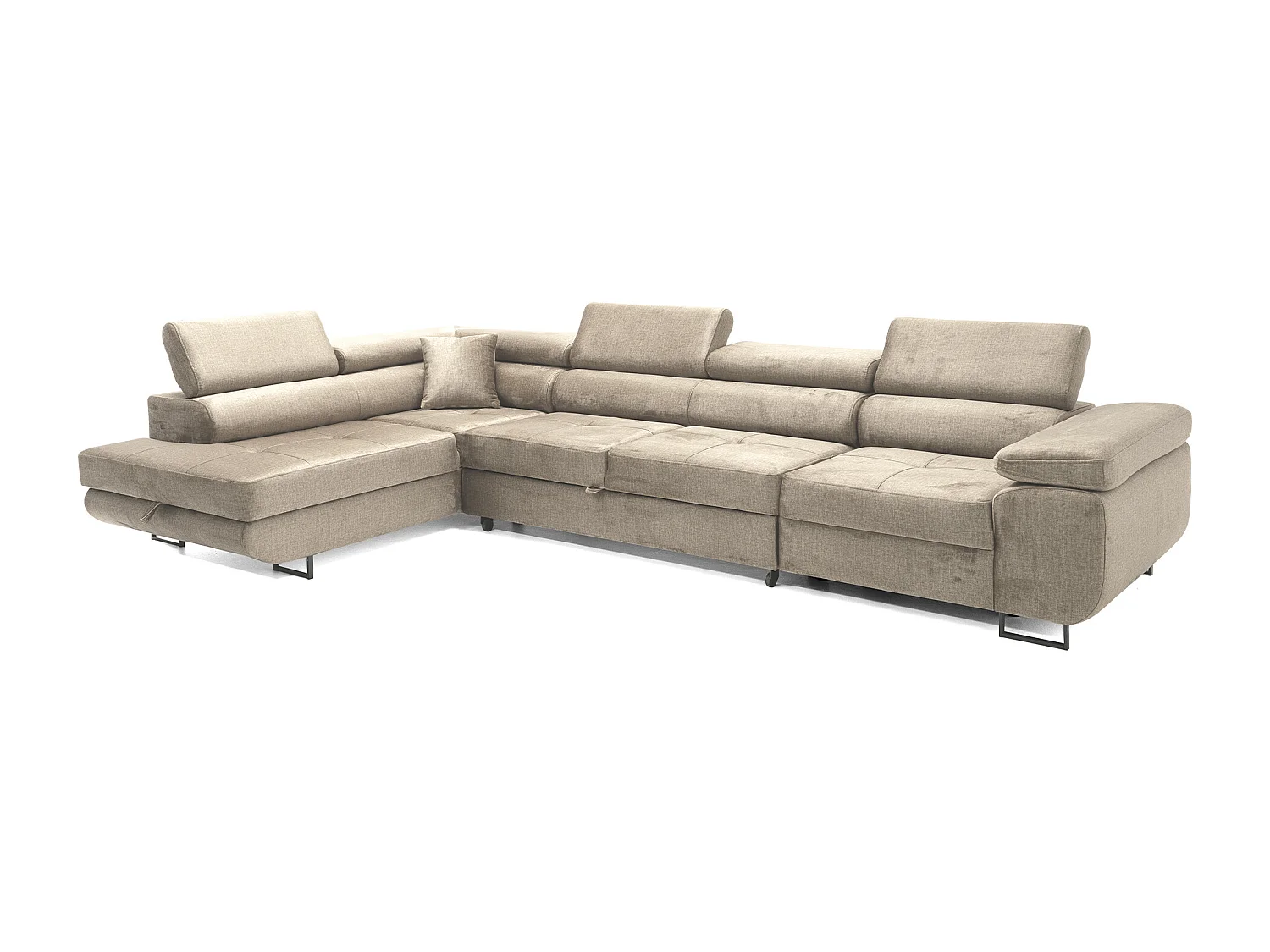 Hoekbank WILD MAXI L links met slaapfunctie 125x195 velours beige
