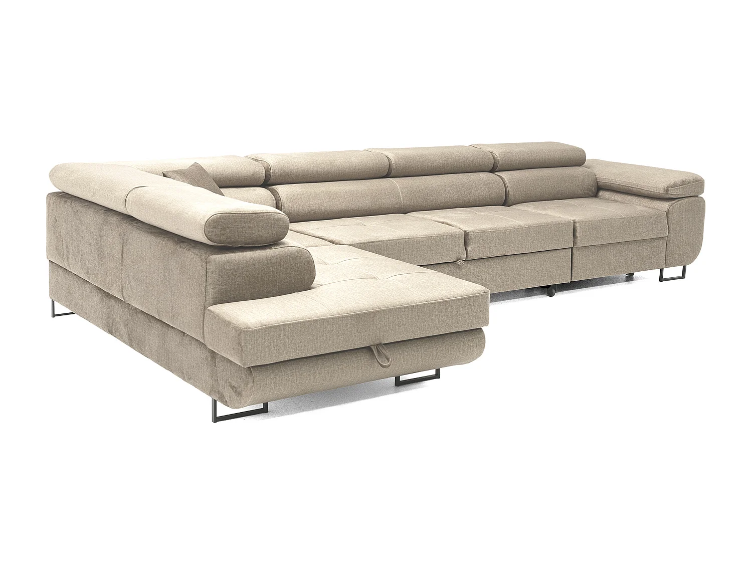 Hoekbank WILD MAXI L links met slaapfunctie 125x195 velours beige