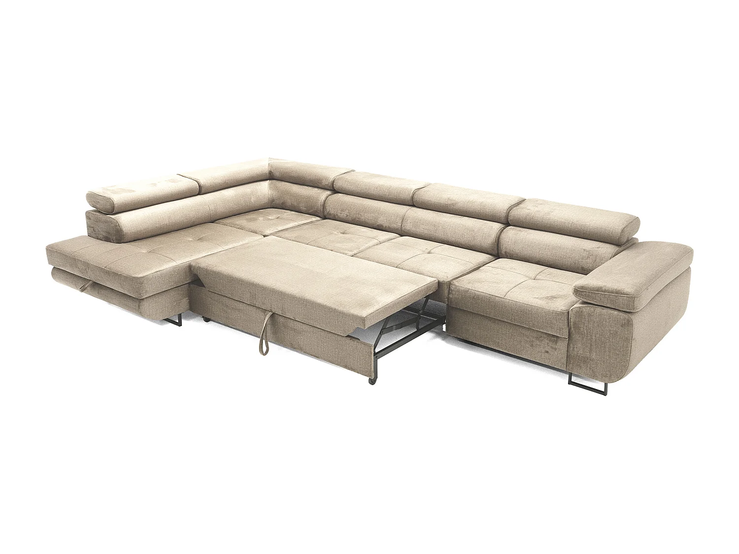 Hoekbank WILD MAXI L links met slaapfunctie 125x195 velours beige