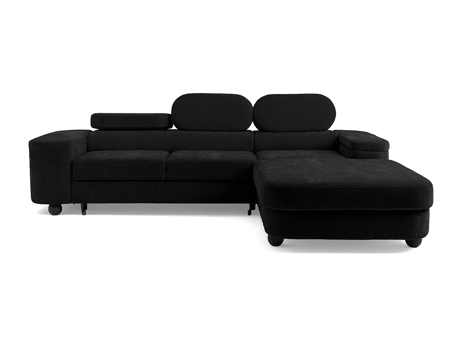 Canapé d'angle LOVE L Droit avec fonction couchage 124x210 Chenille Noir