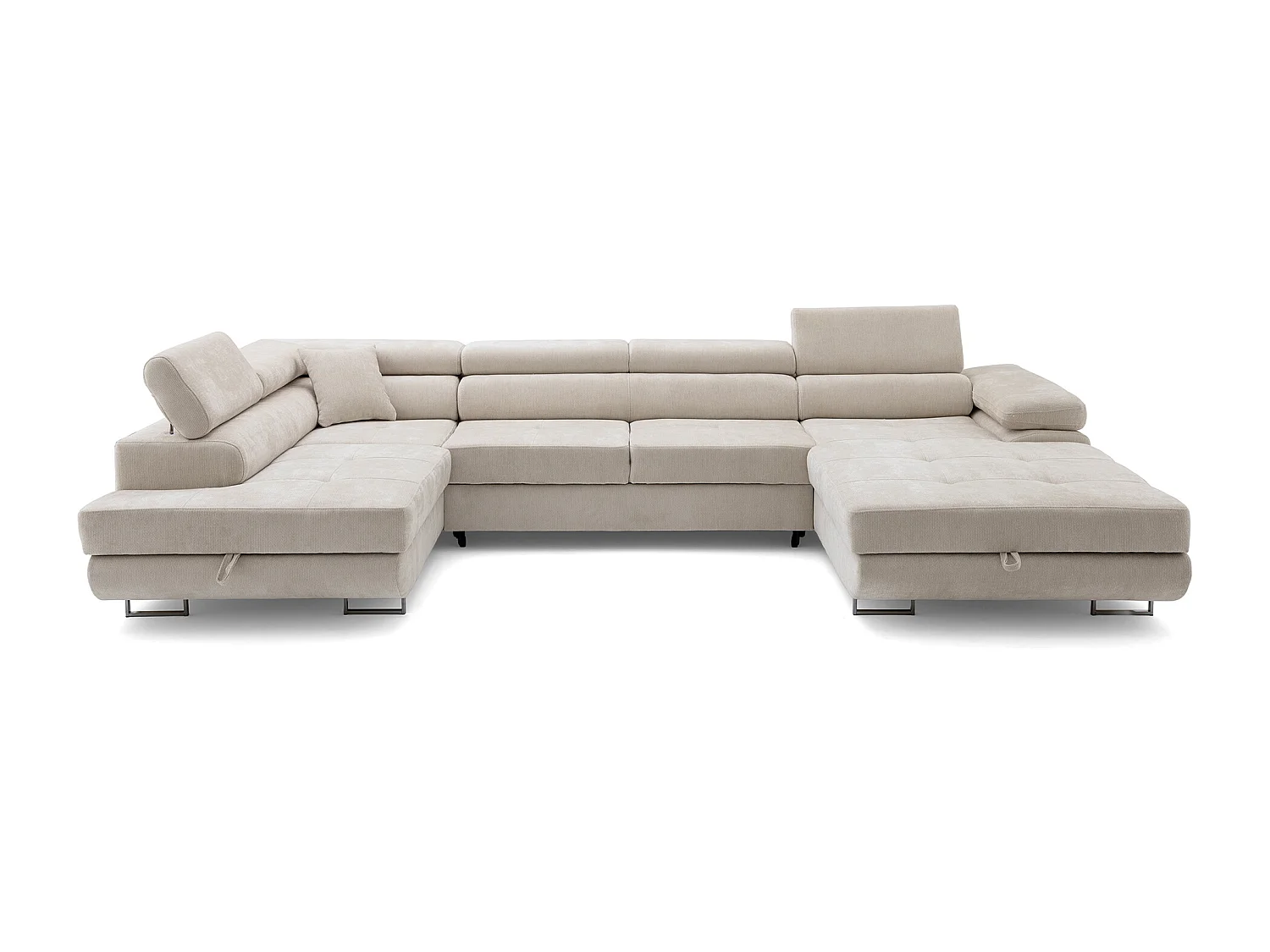 Canapé panoramique convertible avec coffre WILD U Gauche avec fonction couchage  Chenille Beige