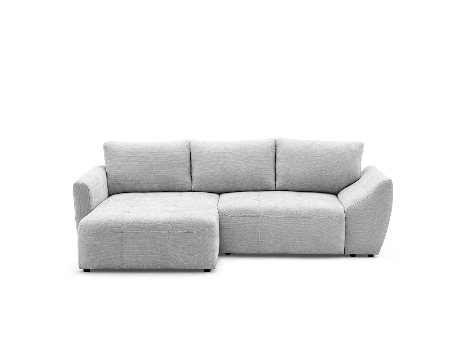 Canapé d'angle gauche 3 places en tissu chenille gris clair NICE