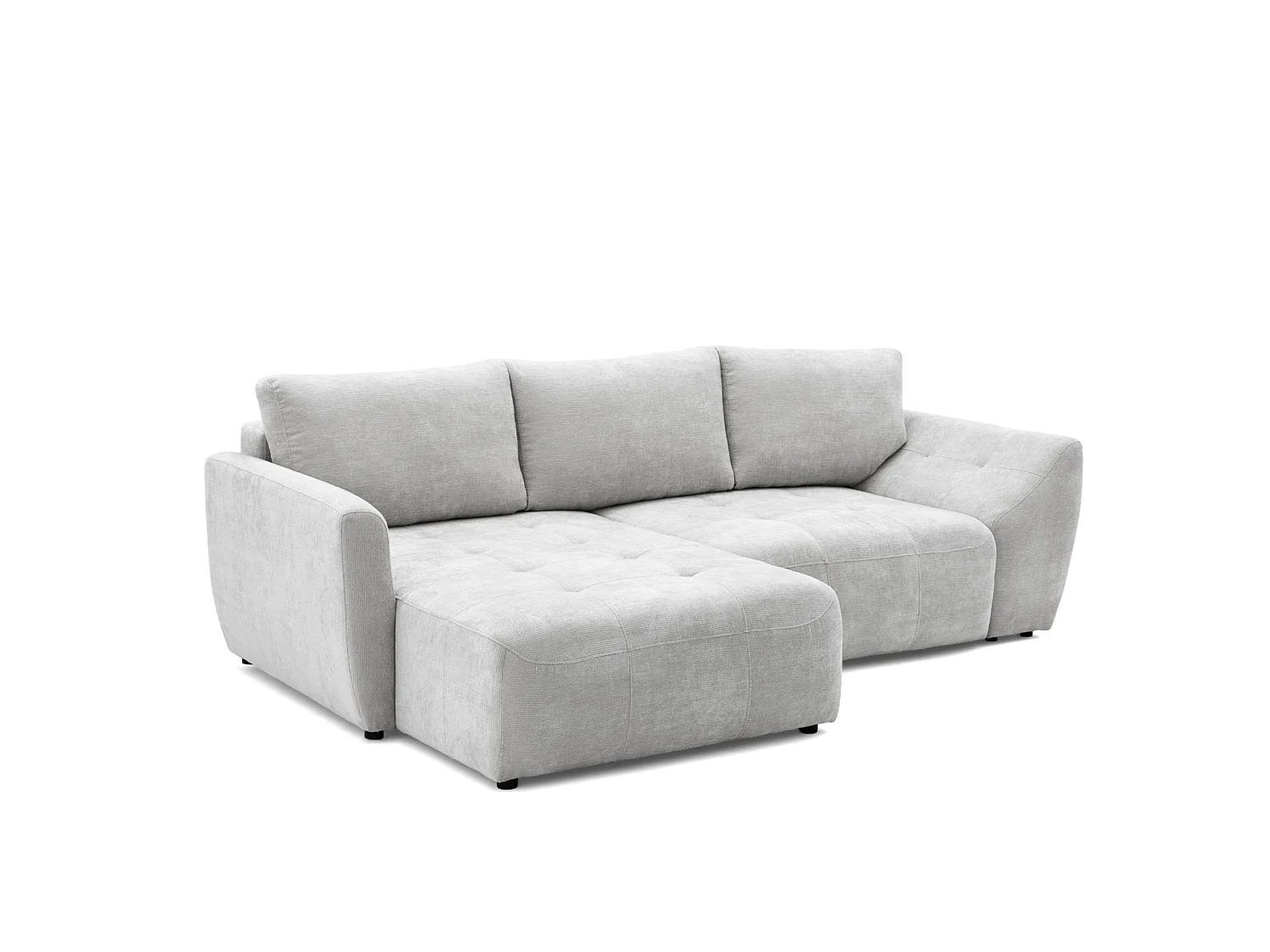 Canapé d'angle gauche 3 places en tissu chenille gris clair NICE