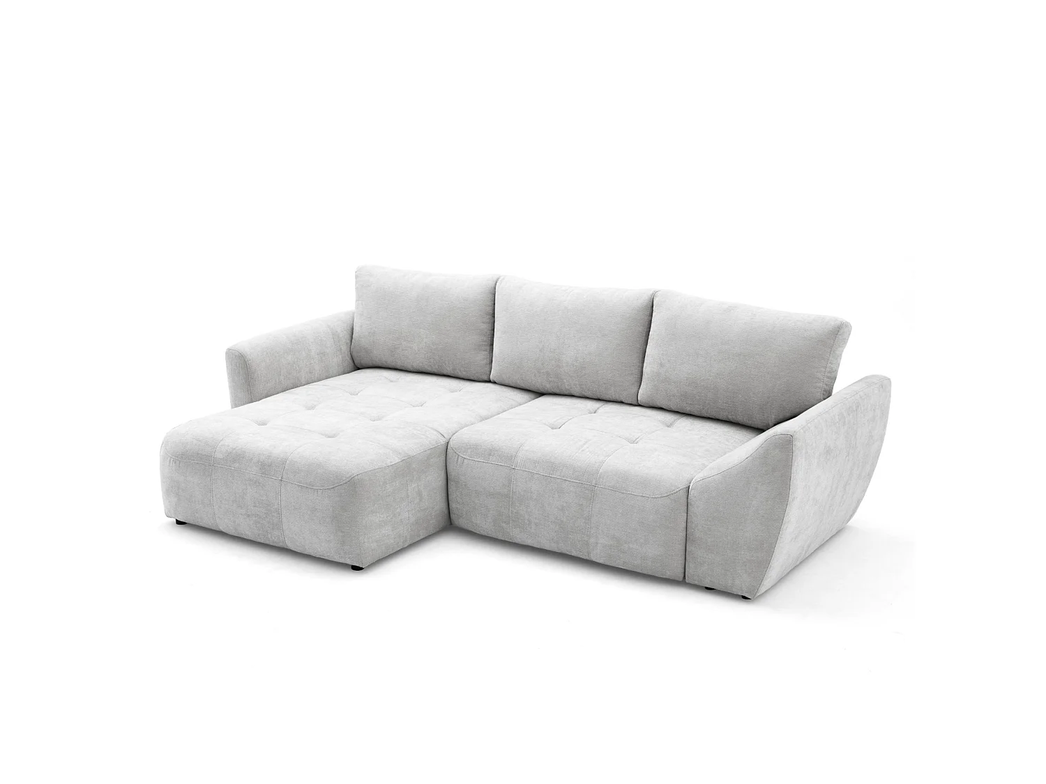 Canapé d'angle gauche 3 places en tissu chenille gris clair NICE