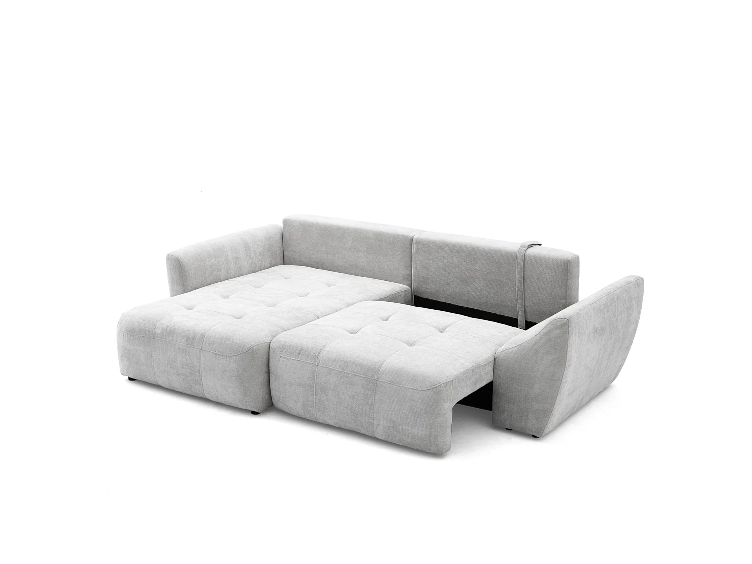 Canapé d'angle gauche 3 places en tissu chenille gris clair NICE