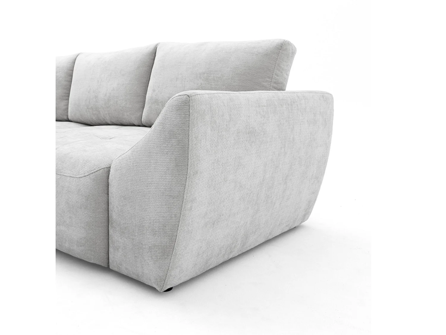 Canapé d'angle gauche 3 places en tissu chenille gris clair NICE
