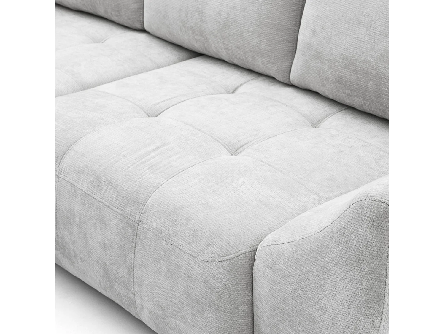Canapé d'angle gauche 3 places en tissu chenille gris clair NICE