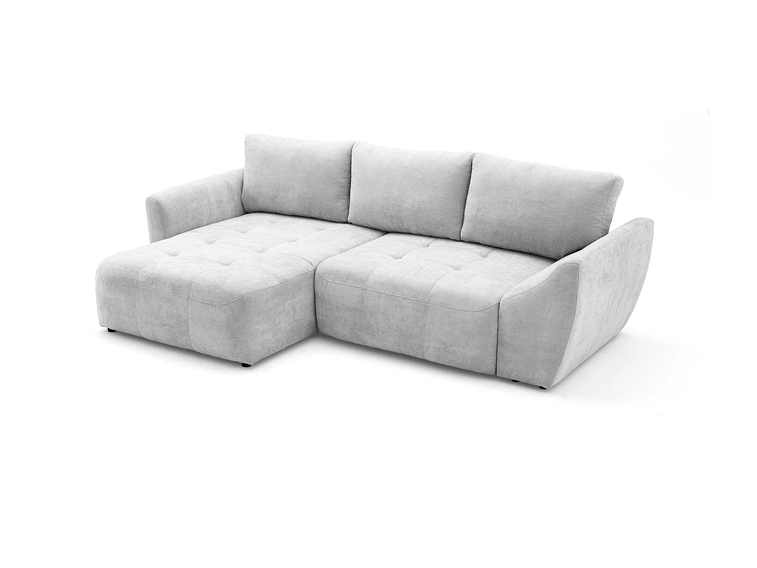 Canapé d'angle NICE L Gauche avec fonction couchage 137x204 Chenille Gris clair