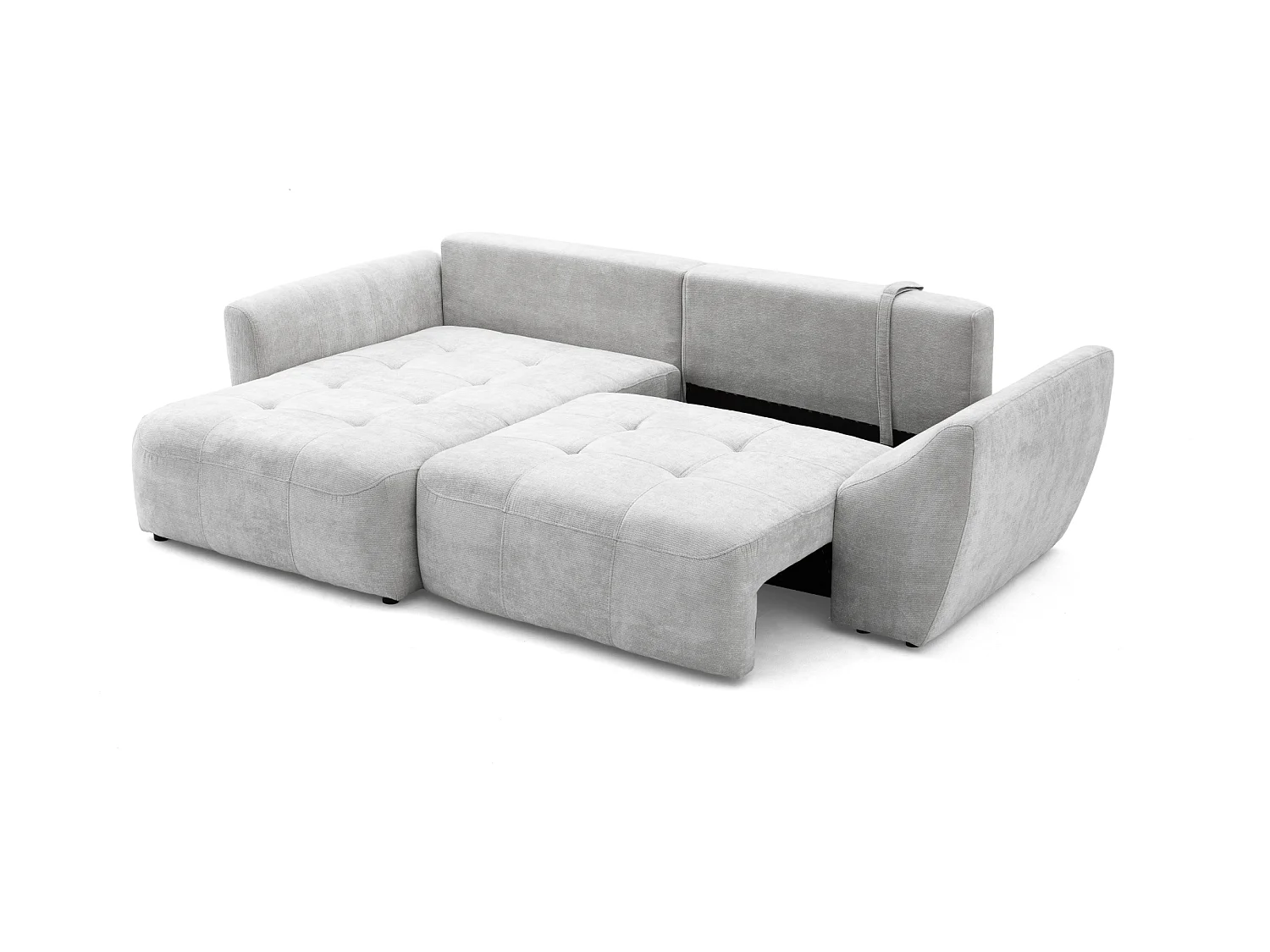 Canapé d'angle NICE L Gauche avec fonction couchage 137x204 Chenille Gris clair