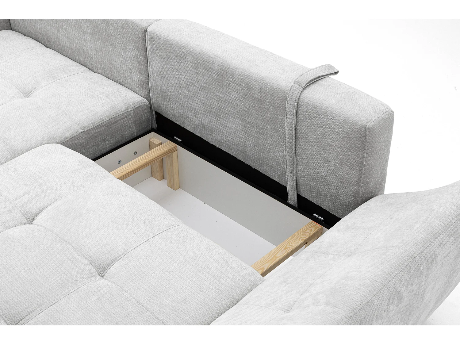 Canapé d'angle NICE L Gauche avec fonction couchage 137x204 Chenille Gris clair
