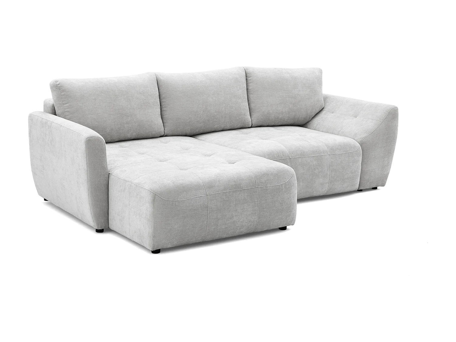 Canapé d'angle NICE L Gauche avec fonction couchage 137x204 Chenille Gris clair