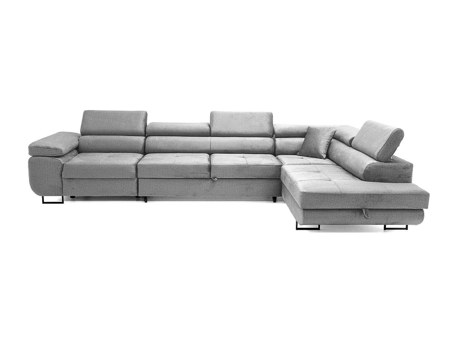 Hoekbank WILD MAXI L rechts met slaapfunctie 125x195 velours grijs