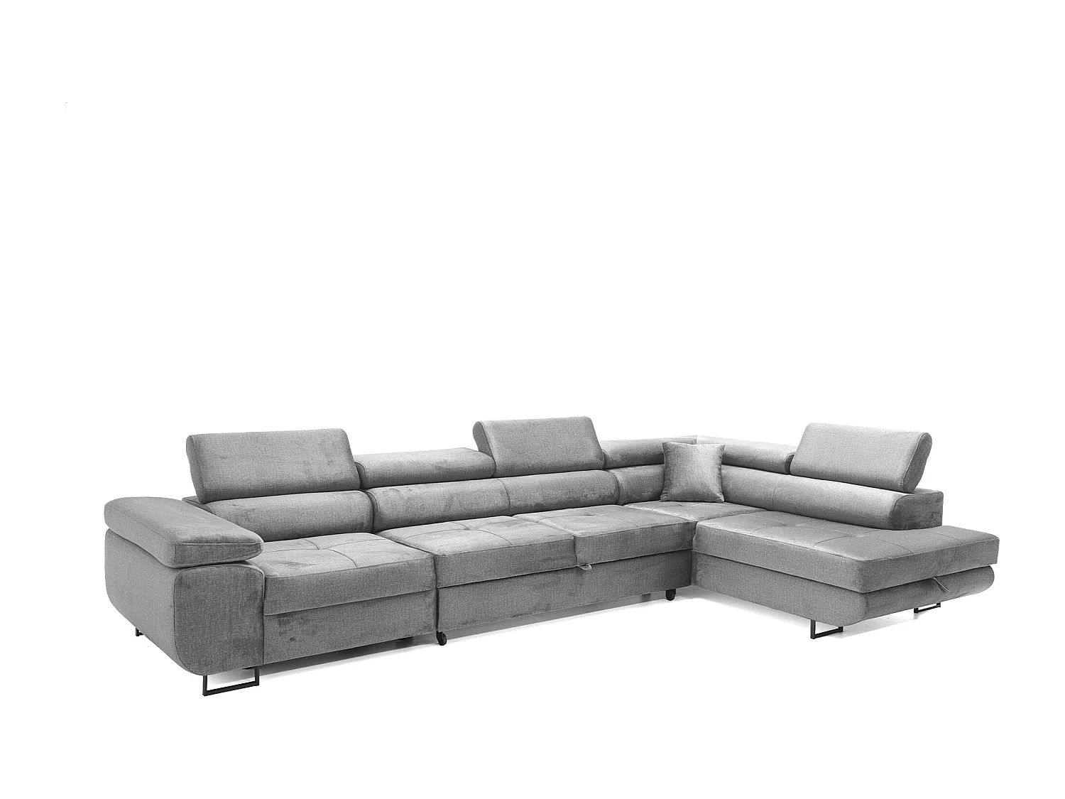 Hoekbank WILD MAXI L rechts met slaapfunctie 125x195 velours grijs