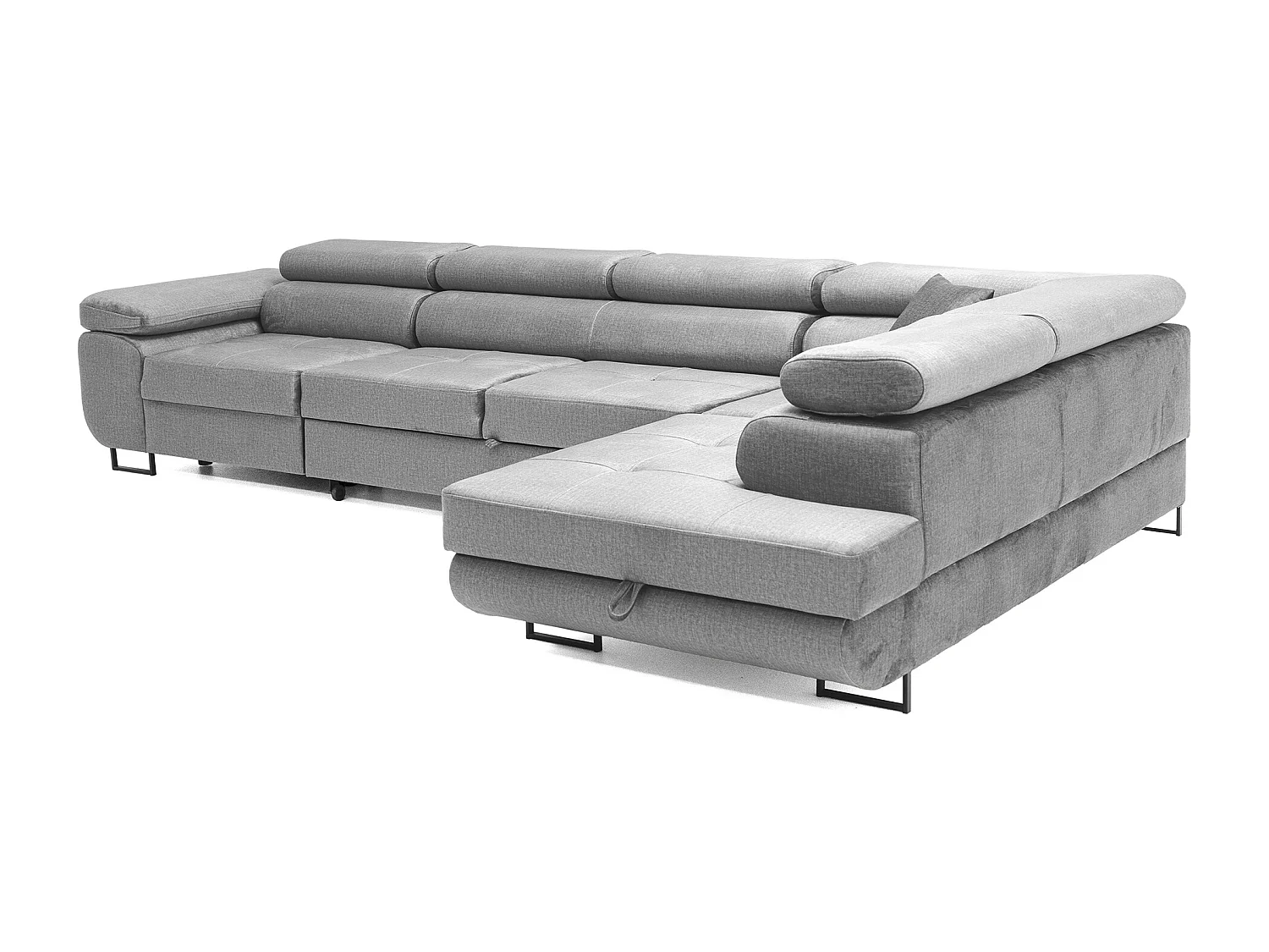 Hoekbank WILD MAXI L rechts met slaapfunctie 125x195 velours grijs