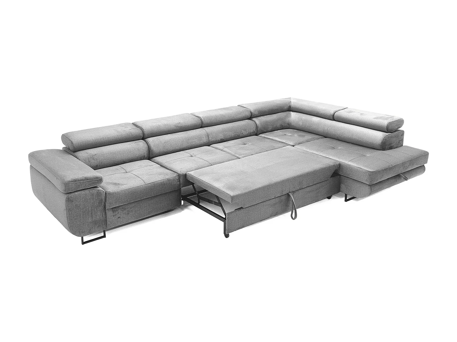Hoekbank WILD MAXI L rechts met slaapfunctie 125x195 velours grijs