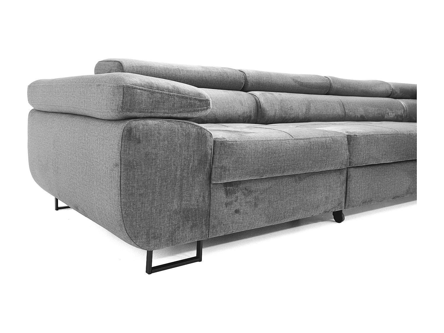 Hoekbank WILD MAXI L rechts met slaapfunctie 125x195 velours grijs