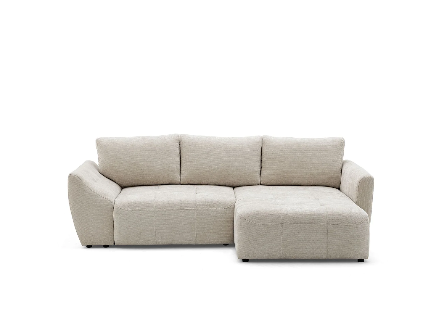 Canapé d'angle droit 3 places en tissu chenille beige NICE