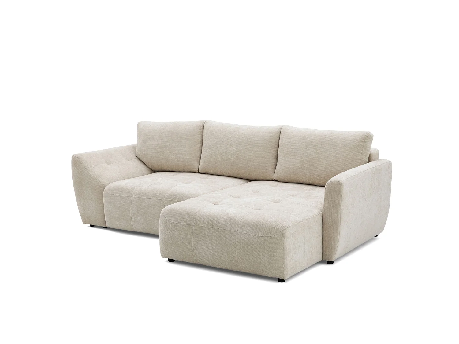 Canapé d'angle droit 3 places en tissu chenille beige NICE